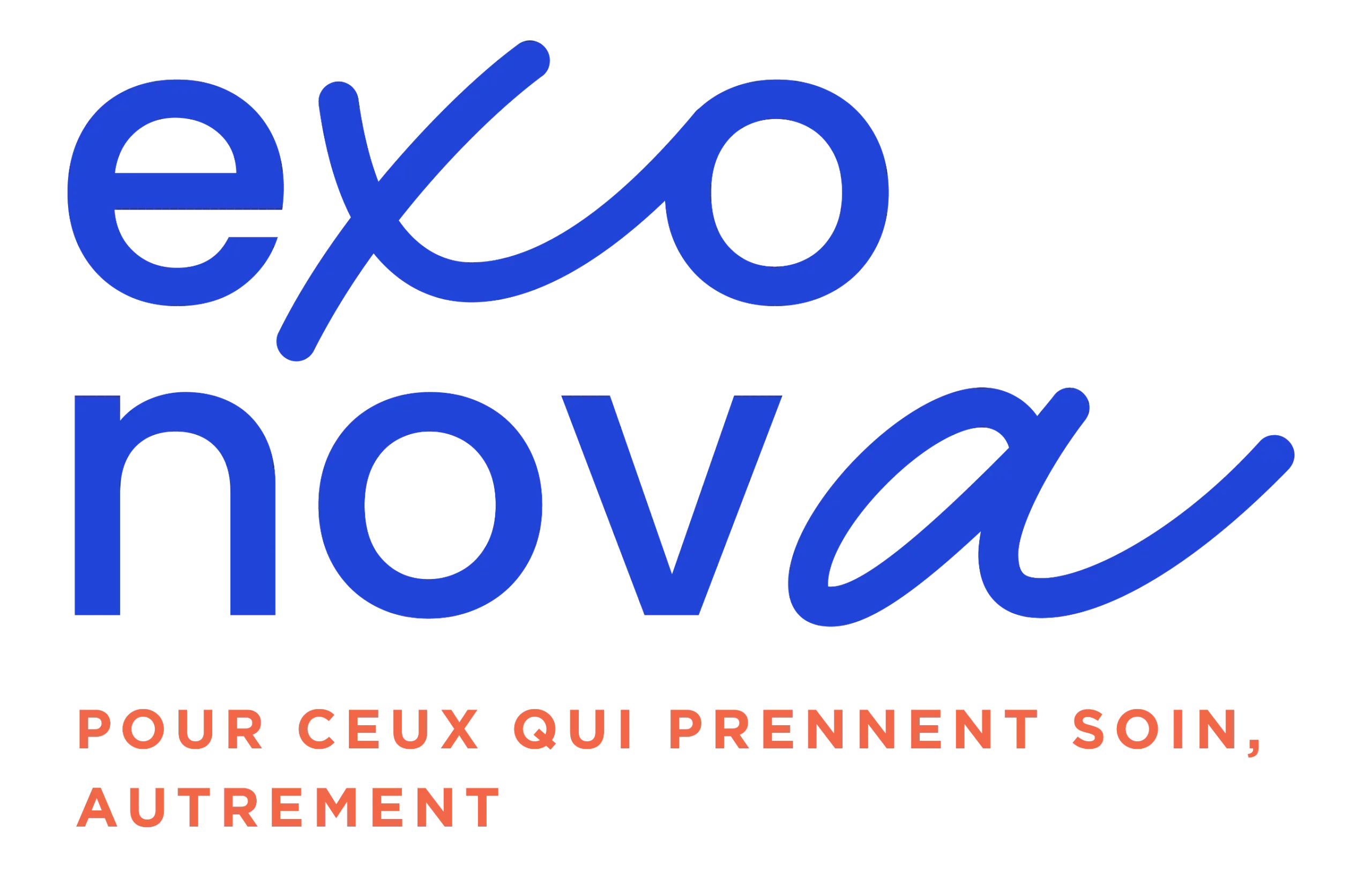 Logo EXO NOVA avec la baseline “Pour ceux qui prennent soin, autrement”